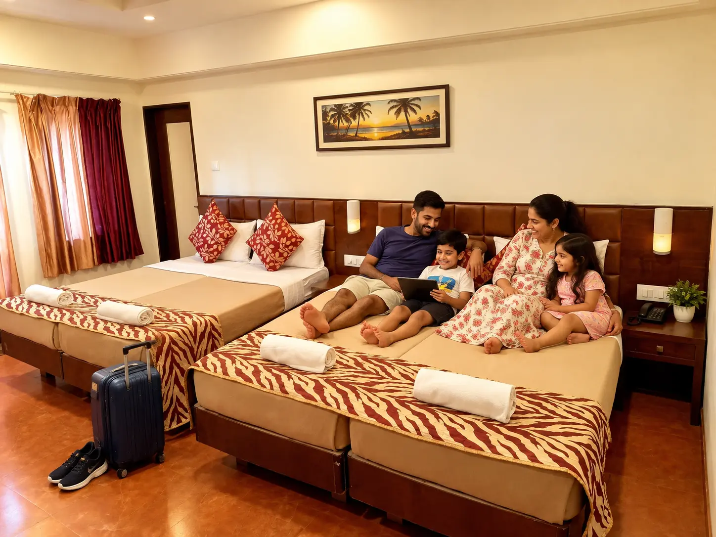 Four-bed family room at Hotel Viva Baga in Goa